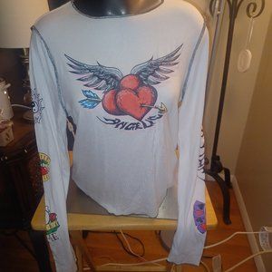 Forever 21 Angelic Tattoo Style Graphic Crop Top Size 1X NWT